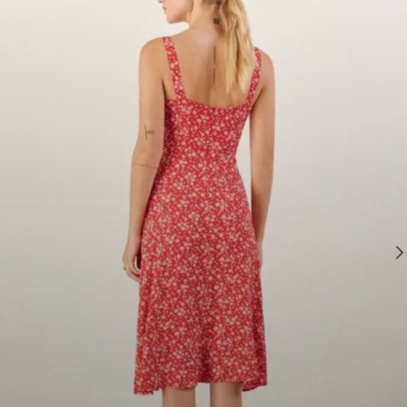 Reformation Red Floral Persimmon Midi Dress - Size 6 - Picture 2 of 5